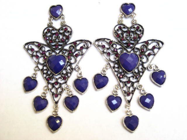Alur Jewelry, Inc. 14354pu Hearts Chandelier Earring In Purple