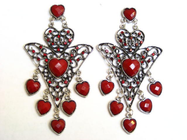 Alur Jewelry, Inc. 14354rd Hearts Chandelier Earring In Red