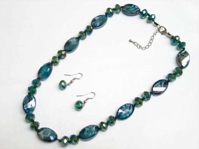 Alur Jewelry, Inc. 15650tq 18 In. Colored Glaze Necklace-earring In Turquoise