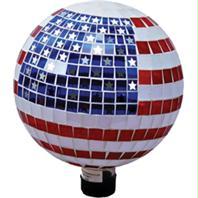 Mosaic Glass Stars And Stripes Gazing Globe- Red-white-blue 10 Inch