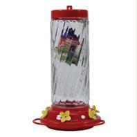 Audubon-woodlink-audubon Glass Swirl Hummingbird Feeder- Red-clear 30 Ounce