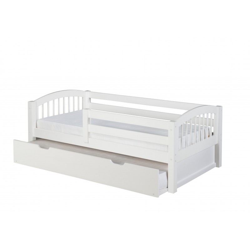 C303-tr Camaflexi Day Bed With Front Guard Rail With Trundle - Arch Spindle Headboard - White Finish