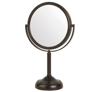8 In., 10x-1x Table Top Mirror, Bronze, Height 14.5 In.