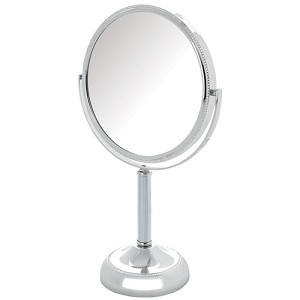 8 In., 10x-1x Table Top Mirror, Chrome, Height 14.5 In.