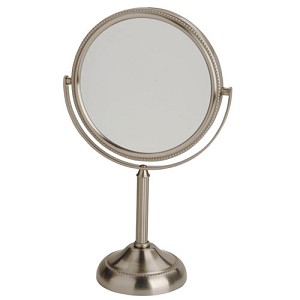 8 In., 10x-1x Table Top Mirror, Nickel, Height 14.5 In.