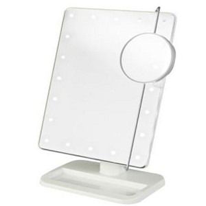 Js811w Led Lighted Makeup Mirror, White, Includes 10x Adjustable Spot Mirror, White
