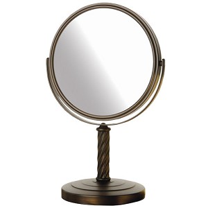 8 In., 5x-1x Table Top Mirror, Bronze, Height 13 In.