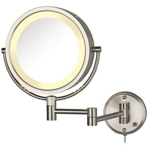 Hl75n 8.5 In., 8x-1x Halo Lighted Wall Mount Mirror, Extends 13.5 In., Nickel