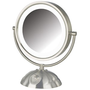 Hl8505nl 8.5 In., 8x-1x Led Lighted Table Top Mirror, Nickel, Height 12 In.