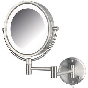 Hl88nl 8.5 In. . 8x-1x Led Lighted Wall Mirror, Extends 13.5 In., Nickel Finish