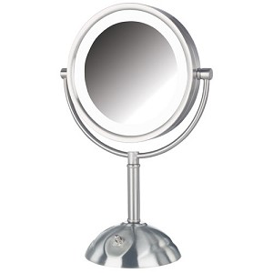 Hl8808nl 8.5 In., 8x-1x Led Lighted Table Top Mirror, Nickel, Height 16 In.