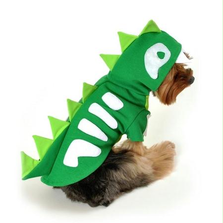 Ap1079-s Green Skeleton Dinosaur Dog Costume - Small