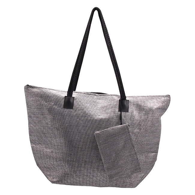 290-wssb Roberto Amee Silver Woven Straw Tote Bag