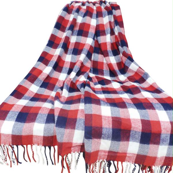 Lavish Home Cashmere-like Blanket Throw - Red-blue-white
