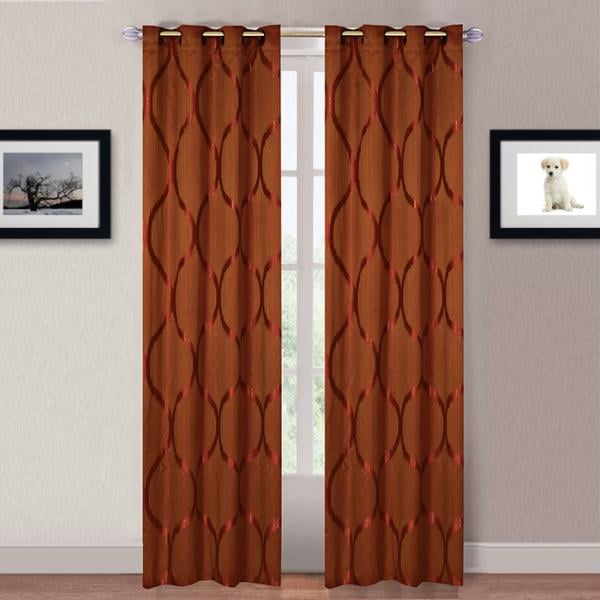 Lavish Home Metallic Grommet Curtain Panels 84 Inch - Burgundy