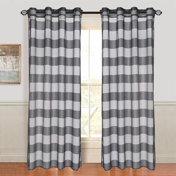Lavish Home Sofia Grommet Curtain Panel - Black