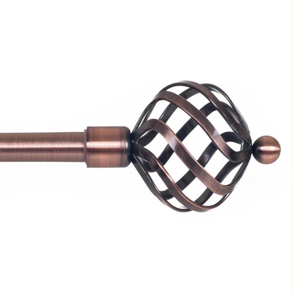 Lavish Home Twisted Sphere Curtain Rod -.75 Inch - Copper