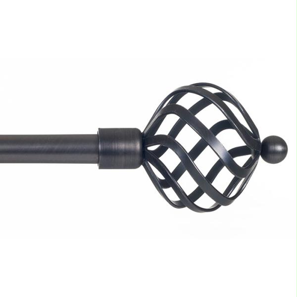 Lavish Home Twisted Sphere Curtain Rod.75 Inch - Pewter