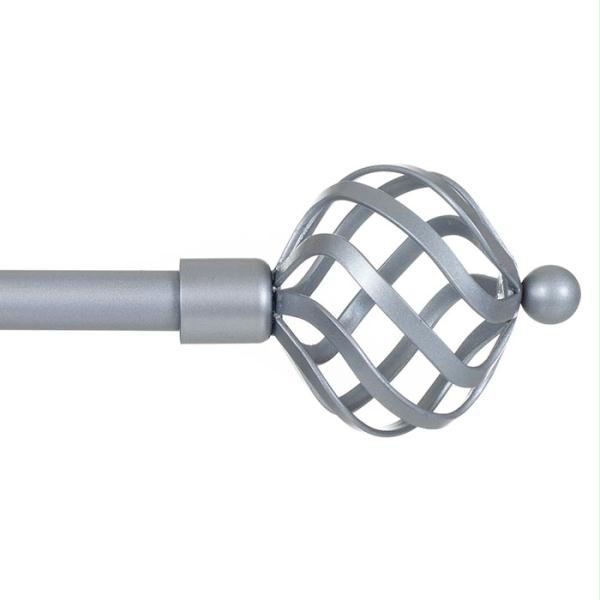 Lavish Home Twisted Sphere Curtain Rod.75 Inch - Silver