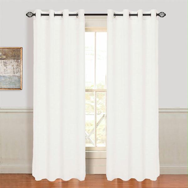 Lavish Home Mia Jacquard Grommet Curtain Panel - White