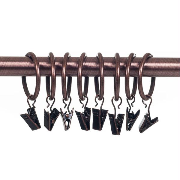 Lavish Home 1.25 Inch Curtain Rod Ring Clips - Copper - Set Of 8