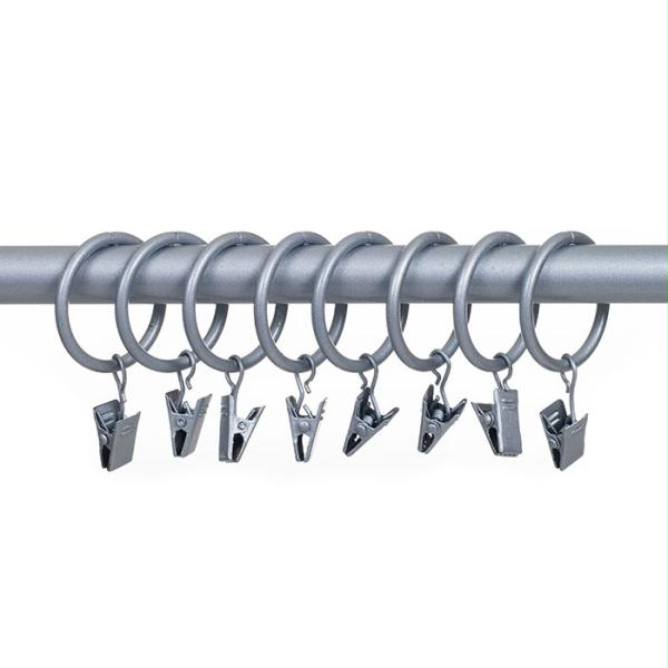 Lavish Home 1.25 Inch Curtain Rod Ring Clips - Silver - Set Of 8