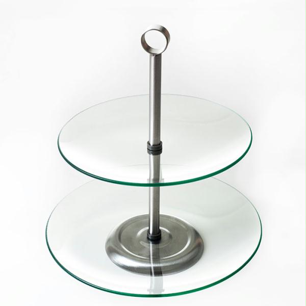 Two Tier Round Glass Buffet And Dessert Stand