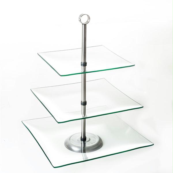 Chef Buddy Three Tier Square Glass Buffet And Dessert Stand