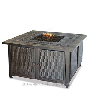 Endless Summer Gad1393sp Lp Gas Outdoor Firebowl With Slate Tile Mantel With Copper Accents