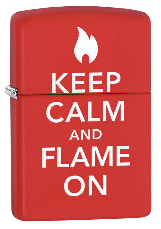 28671 Keep Calm And Flame On Red Matte Windproof Lighter