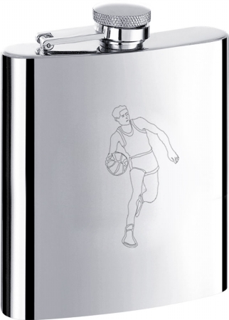 5002basketball1h2 Dunk Basketball Theme Stainless Steel Liquor Flask - 6 Oz