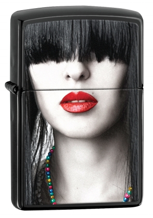 28536 Ebony Red Lips Windproof Lighter