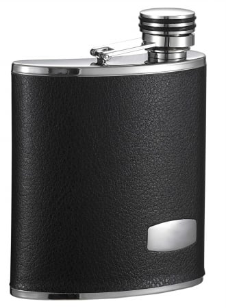 Vf6042 Zen Black Leather Stainless Steel Wide Mouth Flask - 6 Oz