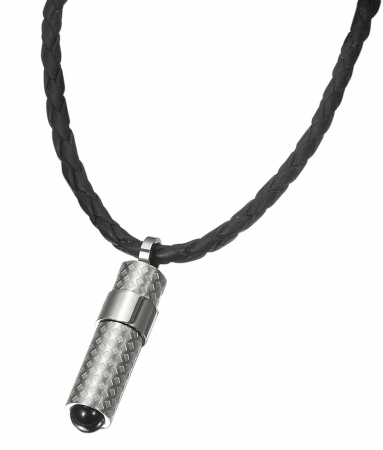 Capd013 River Stainless Steel And Onyx Pendant With Leather Rope