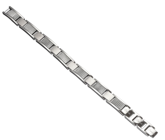 Cabr012 Vertical Ribbed Stainless Bracelet