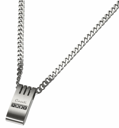 Capd014 Kew Stainless Steel And Black Crystal Pendant With Chain