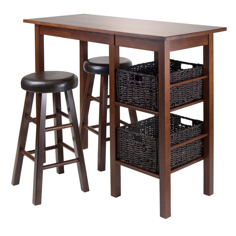 94527 Egan 5pc Table With 2 - 24'' Round Cushion Stools And 2 Baskets