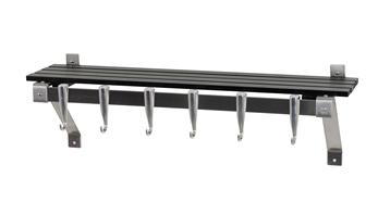 Pr-40326 Innovative 30'' Stainless Steel Track Wall Kitchen Rack With Charcoal Grey Wood Shelf