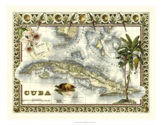 Owp64103z Map Of Cuba Poster Print By Vision Studio - 27 X 21