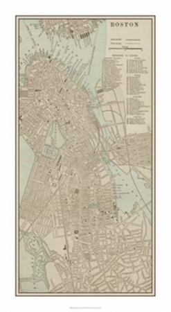 Owp64888z Tinted Map Of Boston Poster Print By Vision Studio - 40 X 40