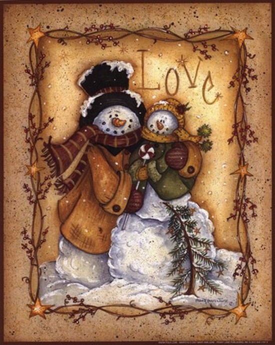 Penmary216 Snow Folk Love Poster Print By Mary Ann June - 8 X 10