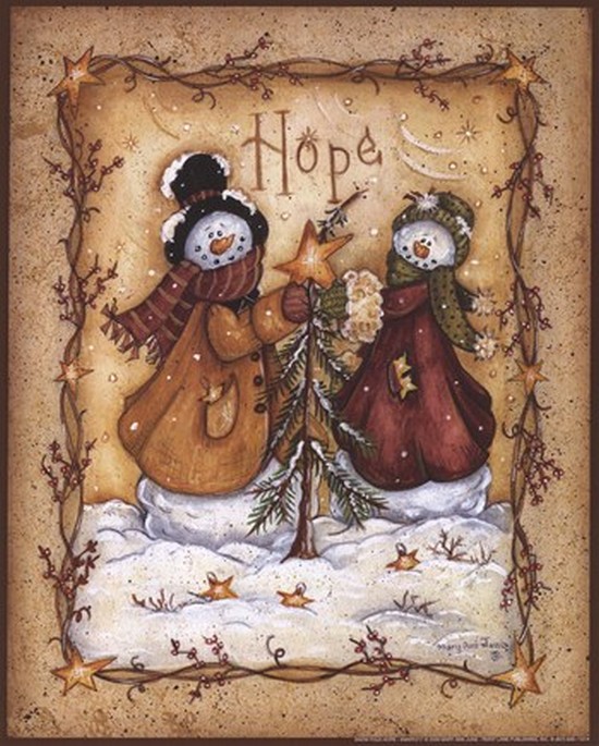 Penmary217 Snow Folk Hope Poster Print By Mary Ann June - 8 X 10