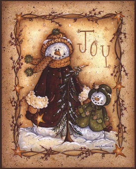 Penmary218 Snow Folk Joy Poster Print By Mary Ann June - 8 X 10