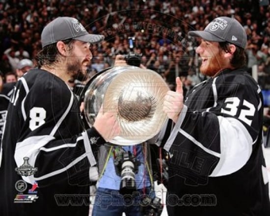 Photofile Drew Doughty & Jonathan Quick With The Stanley Cup Trophy After Winning Game 6 Of The 2012 Stanley Cup Finals Sports Photo - 10 X 8