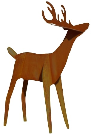 Universal Home And Garden Lsbk-81 Pre-rusted Steel Sculptures - Life Size Buck Testing The Wild