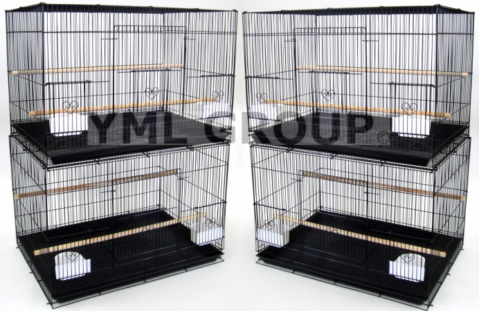 4x2474blk Lot Of 4, .5 In. Bar Spacing Small Breeding Cages In Black.