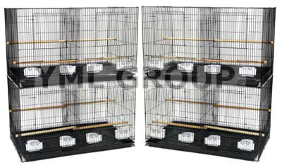 4x2464blk Lot Of 4, .5 In. Bar Spacing Small Breeding Cages With Divider In Black.