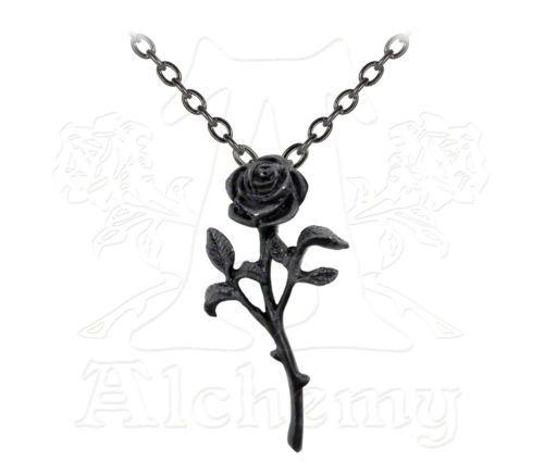 P695 - The Romance Of The Black Rose Pendant -pendants