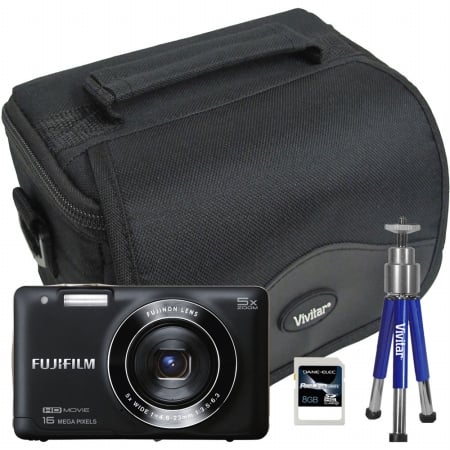 Fuji 16291015-4A-KIT FinePix JX660 16MP Digital Camera with 8GB SD Card Mini Tripod and Case (VIV-BTC-6)