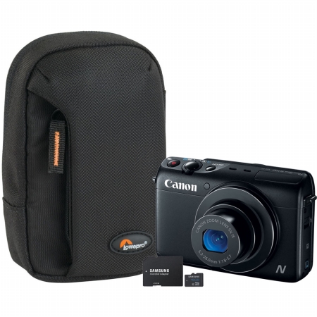 Canon 9168B001-3-KIT PowerShot N100 Digital Camera (9168B001) with SD Card (MB-MSAGBA/AM) Case and Stand (LP36322-0WW)